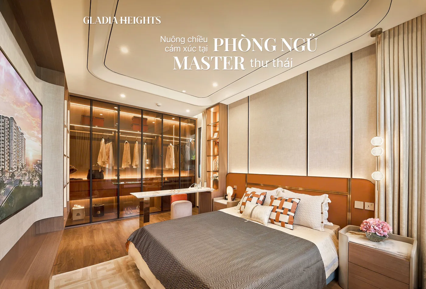 Phòng ngủ Master tại căn hộ mẫu Serene Spark