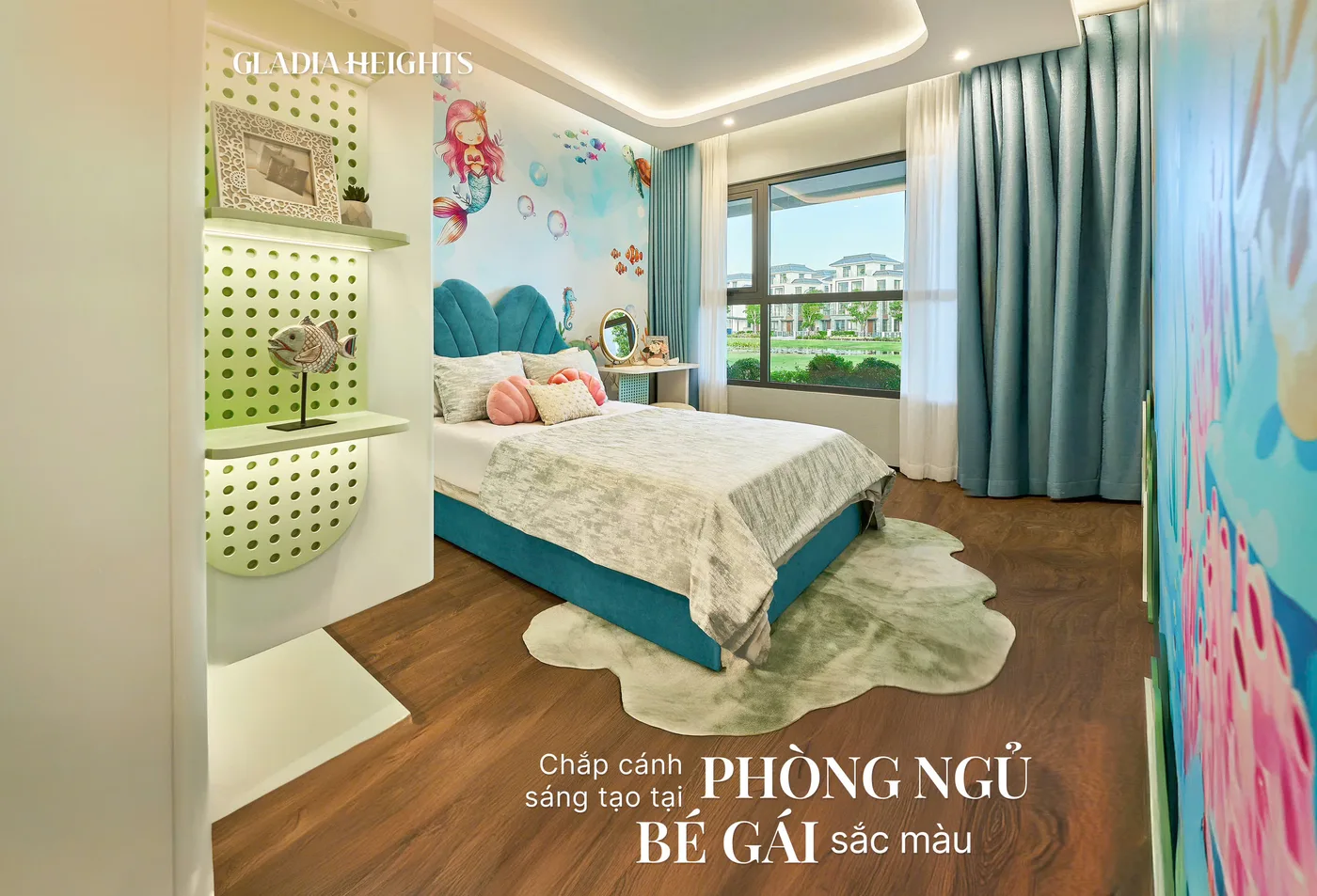Phòng ngủ dành cho bé gái tại căn hộ mẫu Serene Spark