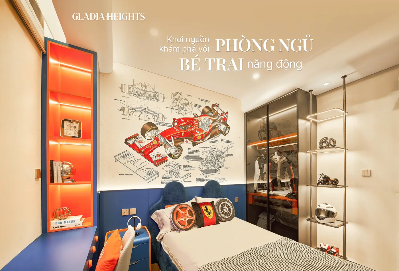 Phòng ngủ dành cho bé trai tại căn hộ mẫu Serene Spark