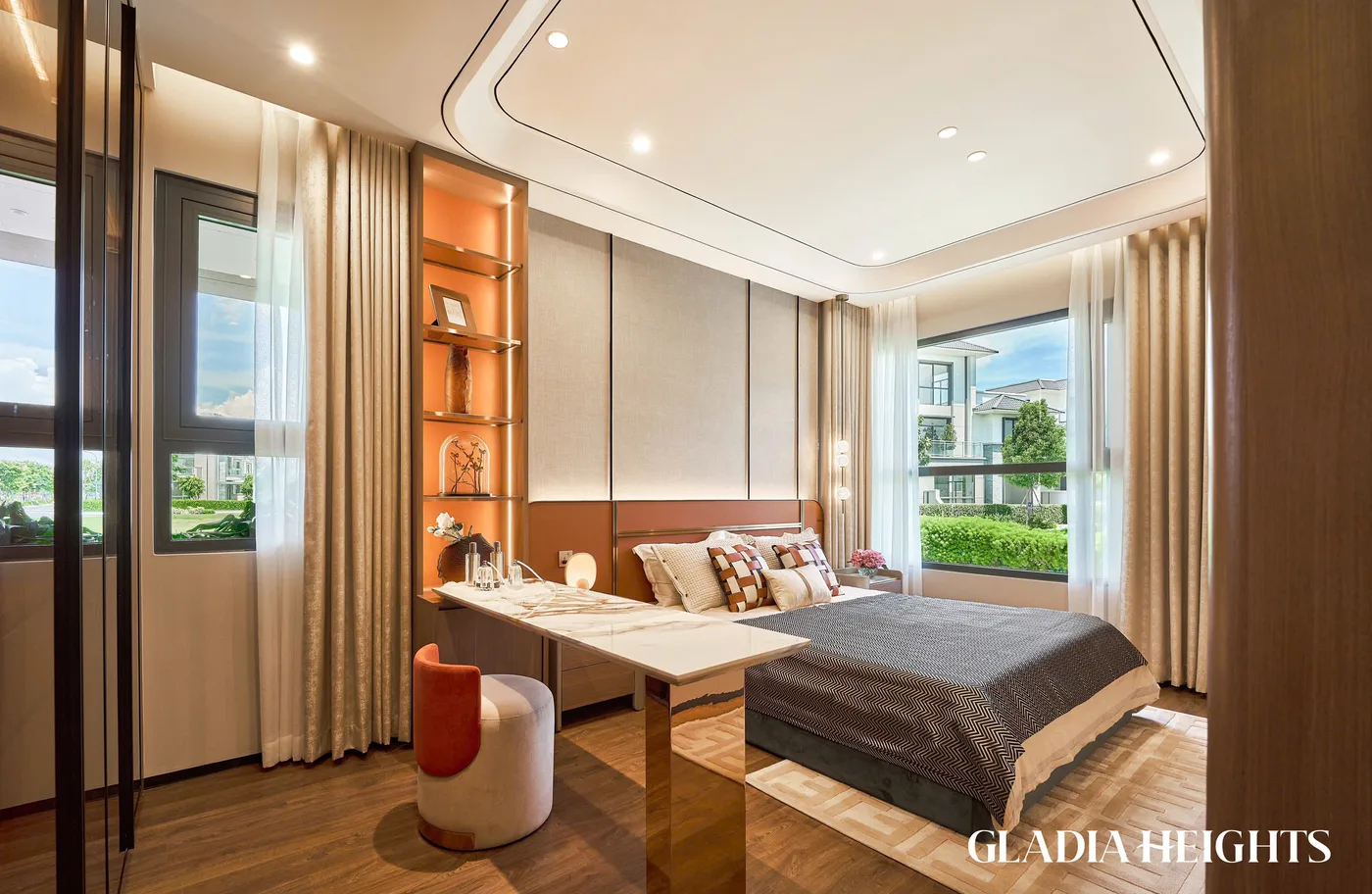 Không gian phòng ngủ linh hoạt tại căn hộ mẫu Serene Spark