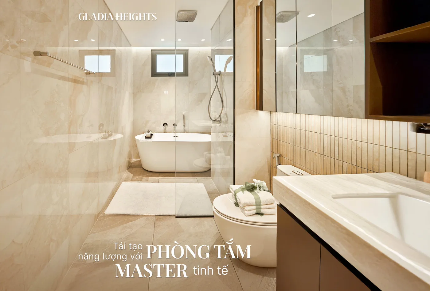 Phòng tắm Master phân tách khu khô ướt tại căn hộ mẫu Serene Spark