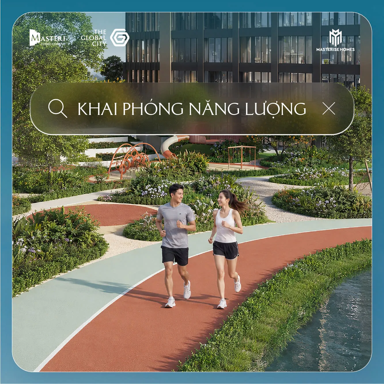 Phối cảnh minh họa đường chạy bộ ven kênh đào tại phân khu Nexus