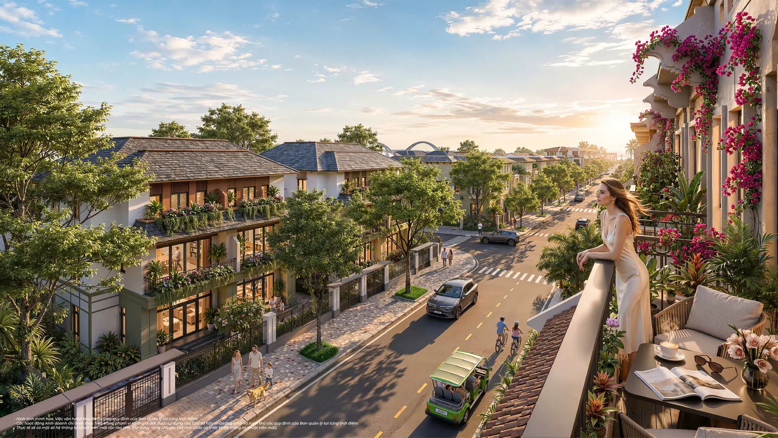 Phối cảnh minh họa trục phố thương mại Boulevard Prime nhìn từ ban công